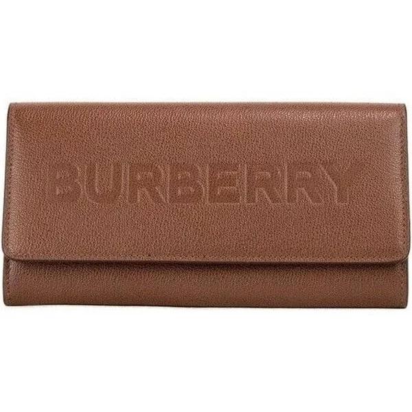 Burberry Embossed Leather Continental Clutch Wallet in Brown