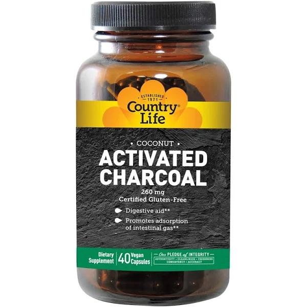 Country Life - Activated Charcoal 260 MG - 40 Capsules