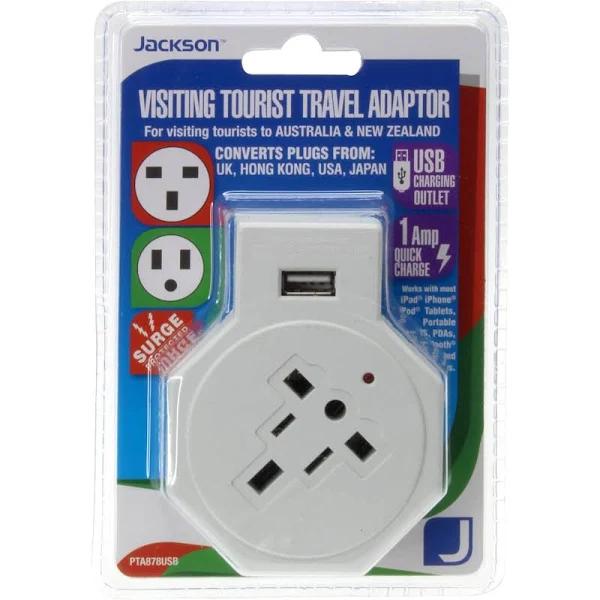 Europe & USA to Aust. Adaptor With Surge & USB Jackson