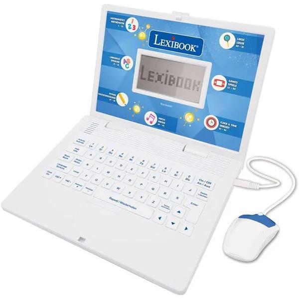 Lexibook JC598i3 Educational and Bilingual Laptop German/English-Toy with 124 Activities To Learn, Play Games and Music-Blue/White