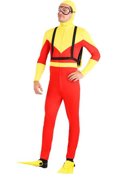 Adult Sunny Scuba Diver Costume | Adult | Unisex | Red/Yellow | XL | Fun Costumes