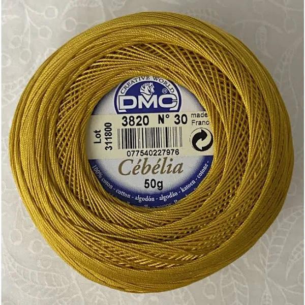 DMC Cebelia 30, #3820 Dark Straw, Combed Cotton Crochet Thread 50g