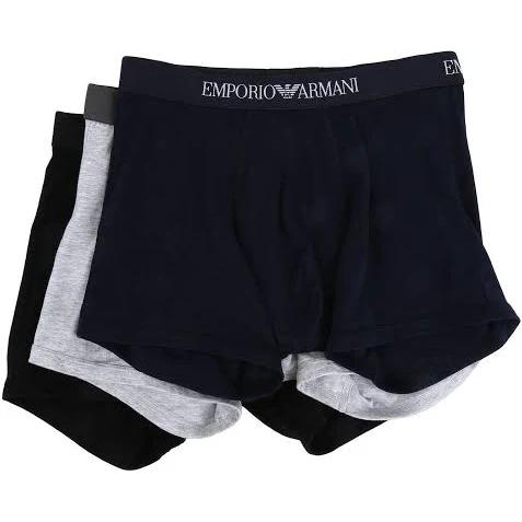 Emporio Armani Men's 3-Pack Cotton Boxer Briefs - Black Navy Grey Melange - Size XL