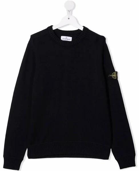 Stone Island Junior Teen logo-patch Cotton Jumper - Blue