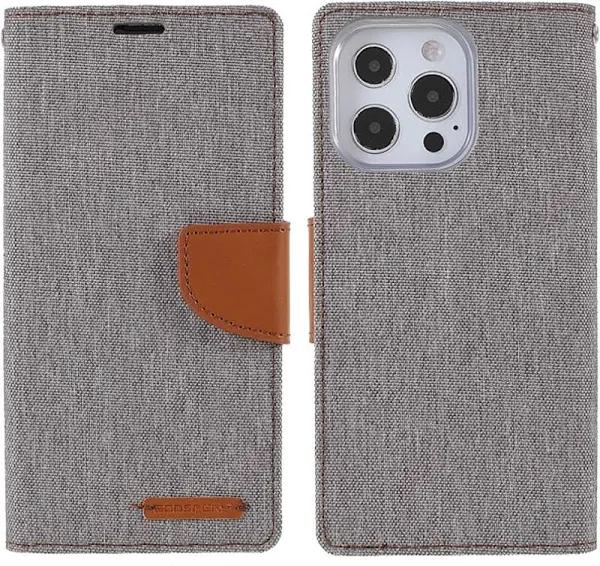 Goospery Canvas Diary Case For iPhone 13 Pro Max/13 Pro/13/ 13 Mini iPhone 13 Pro Max 6.7 / Grey