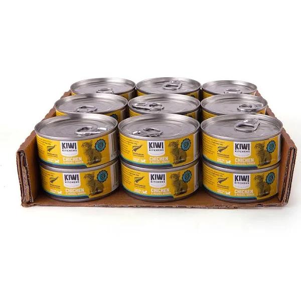 Kiwi Kitchens Canned Kitten Food Chicken & Mussel Dinner | PeekAPaw 85g x 18