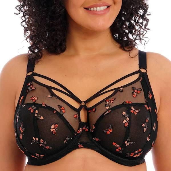 Elomi Sachi Underwired Plunge Bra - Black Butterfly, 38HH