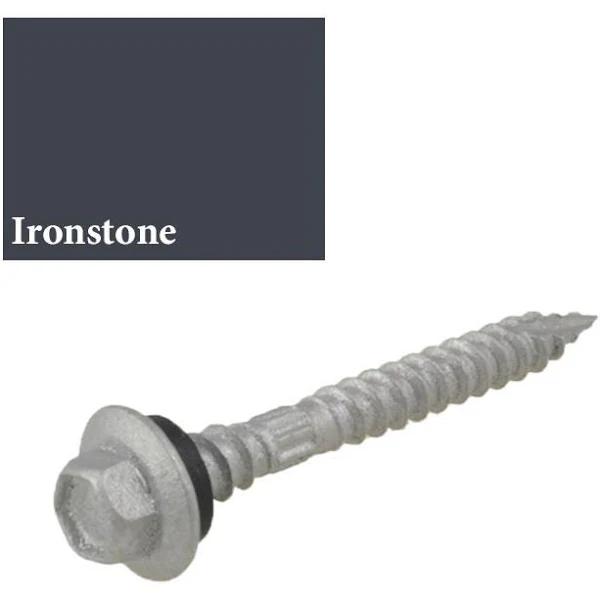 12G (5.50mm) x 65mm Neo Ironstone Hex Flange Timber T17 Top Grip Roofing Screw Galvanised