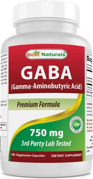 Best Naturals GABA Supplement 750mg 180 Veggie Capsules, Naturals Slee