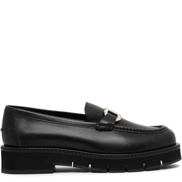 Ferragamo Women Moccasin with Gancini Ornament Black Size 7