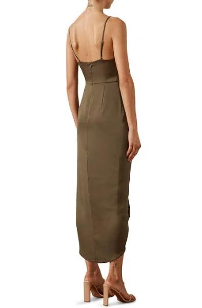 SHONA Joy Luxe Tie Front Cocktail Dress - Pine