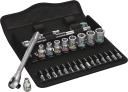 Wera 05004017001 8100 SA 7 Zyklop Metal Ratchet Set with Push-Through Square, 1/4" Drive, Metric, 28 Pieces