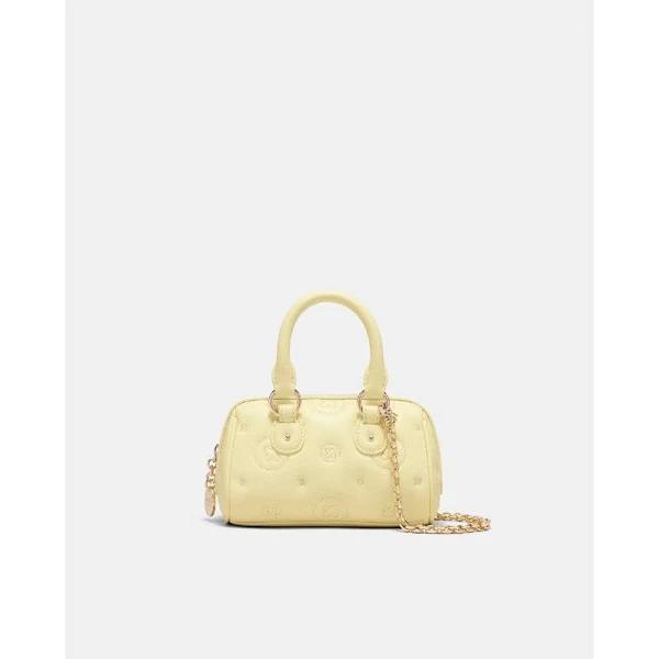 Mimco Flashback Leather Mini Bowler Crossbody Bag Lemon Crush AU795824