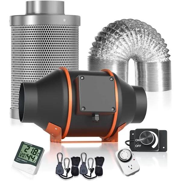 Spider Farmer 4" 200 CFM Inline Grow Tent Air Ducting Carbon Filter Fan Setup - AfterPay & zipPay Available