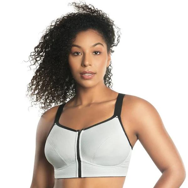 Parfait Wave Wirefree Zip Front Sports Bra - Silver - 12D