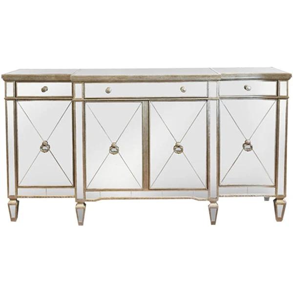 Mirrored Sideboard Antiqued Ribbed