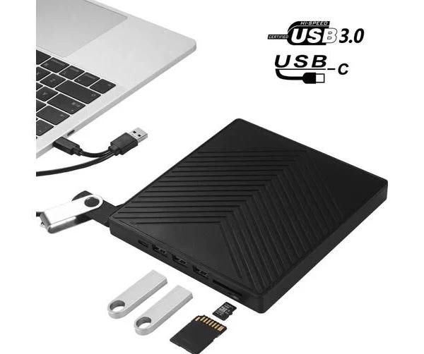 6-in-1 CD and DVD Recorder External USB 3.0 Optical Drive