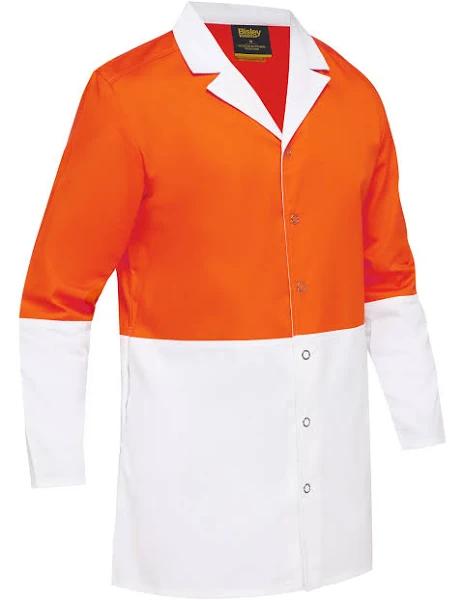 Bisley Two Tone Hi Vis Dust Coat (BJ6403) Orange/White / S