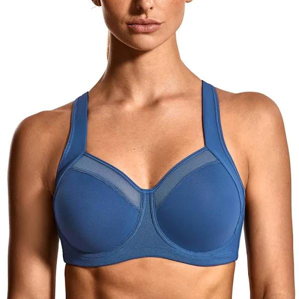 SYROKAN Women's High Impact Workout Running Powerback Support Underwire Sports Bra