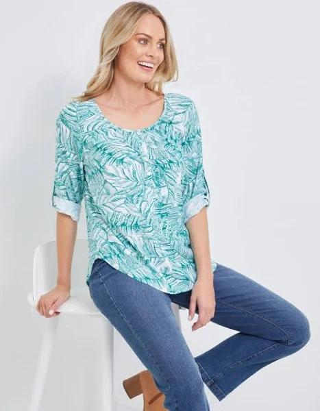 Rivers - Womens Tops - 3/4 Sleeve Scoop Neck Blouse