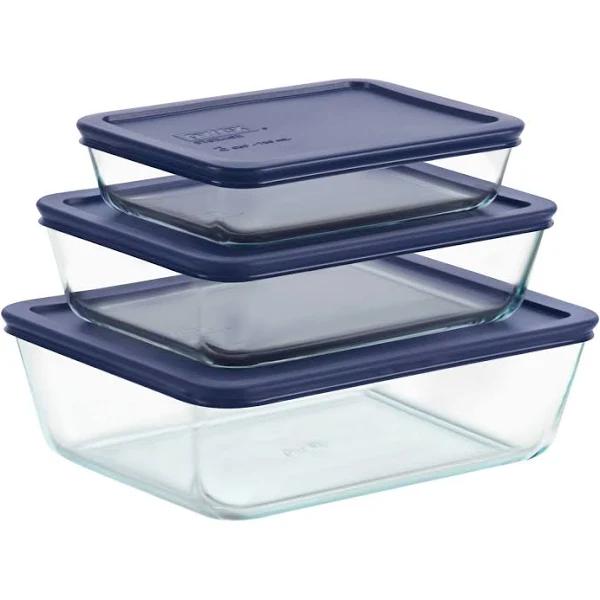 Pyrex Simply Store 6-Piece Rectangular Glass Food Storage Set