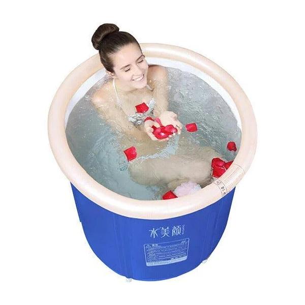 Folding Bathtub Portable PVC Foldable Water Tub Place Room Spa Bath Tub Adult AU