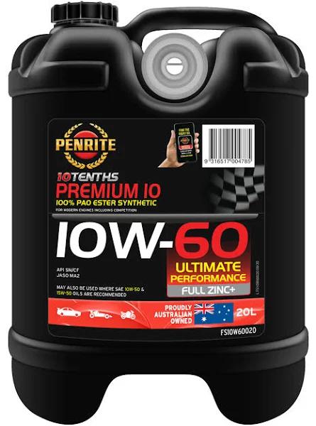 Penrite 10 TENTHS Premium 10W-60 Engine Oil 20L - FS10W60020