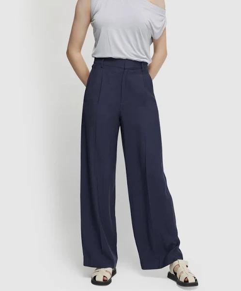 Oxford Shop - Hazel Wide Leg Trousers Ladies Pants Urban Navy / 08