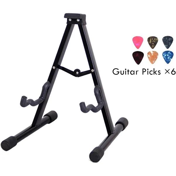 BJWD Folding Guitar Stand A Floor Rack Electric Acoustic & Bass Gig Holder + 6 Picks - AfterPay & zipPay Available