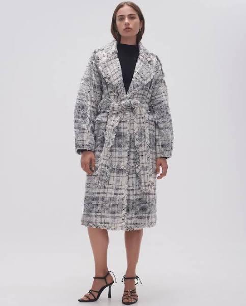 AJE Rebellion Coat in Colour Black White Check Size 10