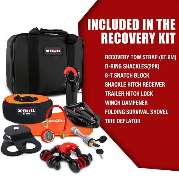 X-BULL Winch Recovery Kit 13pcs Recovery Tracks /Snatch Strap Off Road 4x4