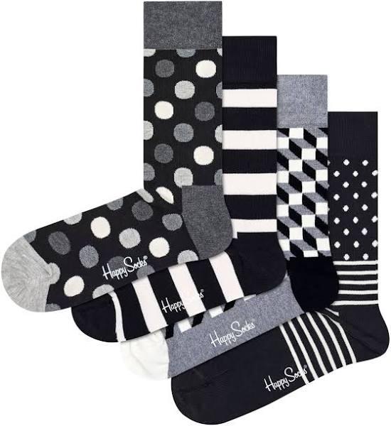 Happy Socks 4 - Pak Classic Black & White Socks Set XCBW09-9150