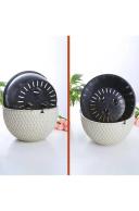 SOGA 2x White Small Hanging Resin Flower Pot Self Watering Basket Planter Outdoor Garden Decor