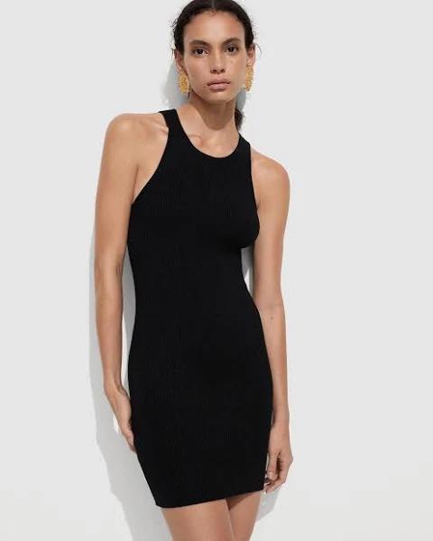 Mango - Short Knitted Dress Black - XS - Woman