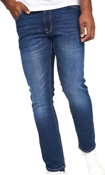 Crosshatch Mens Cadman Straight Jeans Stone Wash 30s