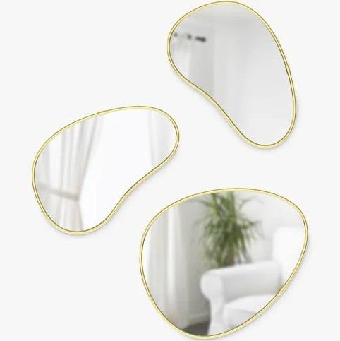 Umbra Hubba Pebble Mirror 3 Piece Set, Brass