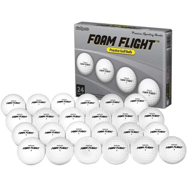 GoSports Foam Flight Practice Golf Balls - Pack of 24 Limited Flight Training Balls -Choose Between Classic White or Hi-Vis Yellow