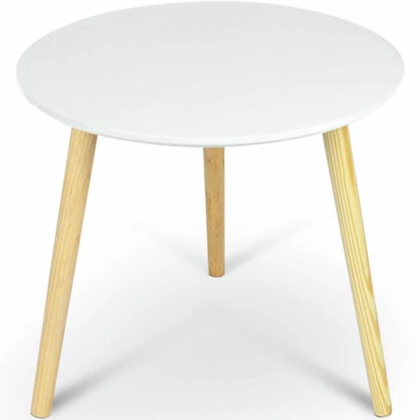 HelloFurniture Aura Round Wood Coffee Table White