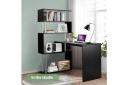 L-shaped Rotating Home Office Desk Corner PC Computer Table w/ Hutch 4 Tier Bookshelf Storage Black