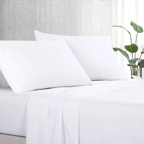 Luxton Pure Plain Soft Sheet Set White Single