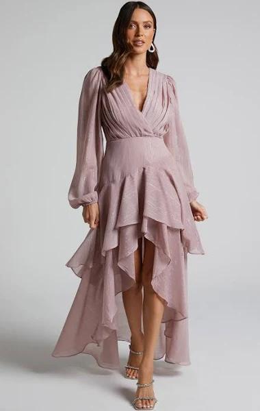 Claudita Maxi Dress - Long Sleeve High Low Hem Dress in Dusty Rose - Showpo Cocktail Dresses - 14 (XL)