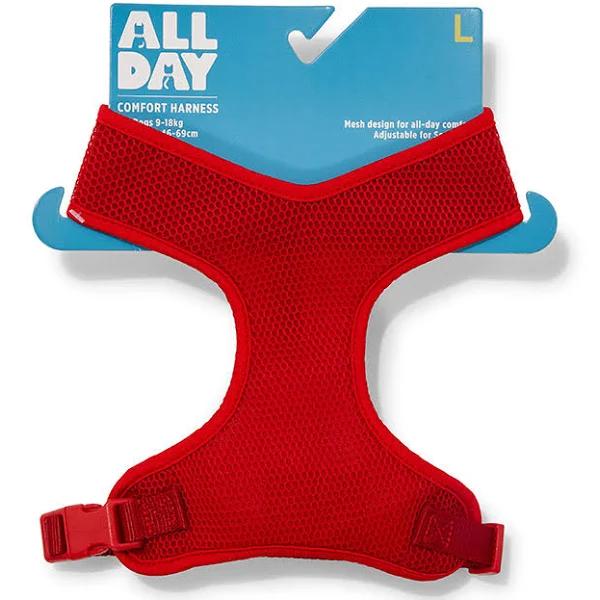 All Day Mesh Dog Harness Red L