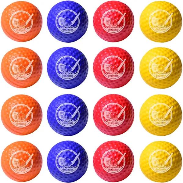 GoSports Foam Golf Practice Balls - 16 Pack | Realistic Feel and Limited Flight | Use Indoors or Outdoors, Multicolor