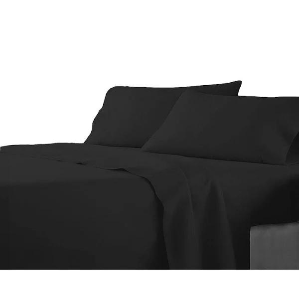 CASAMI 2000TC Premium Single KS Double Queen King Bed Flat Fitted Sheet Set Bed - Black