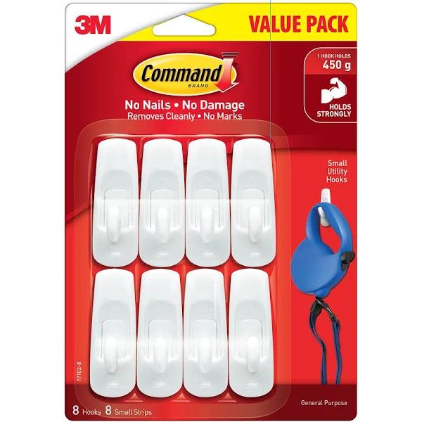 Command Small White Adhesive Hooks Value Pack - 8 Pack