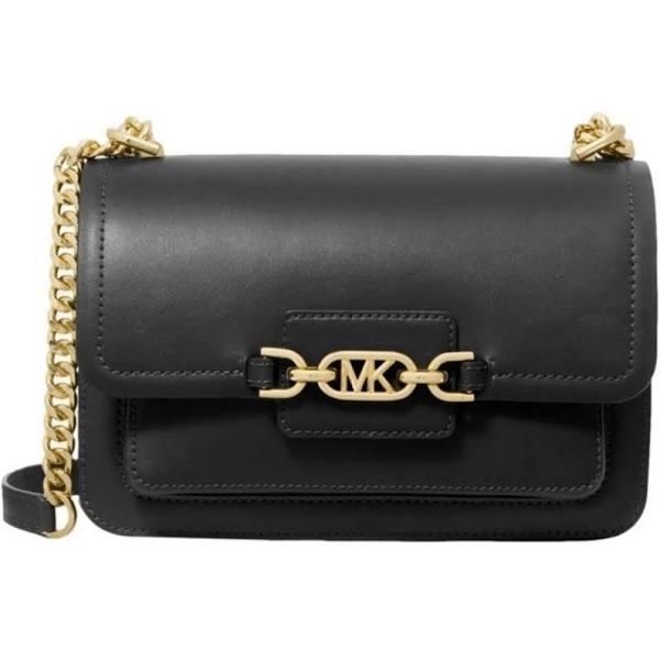 MK Heather Large Leather Shoulder Bag - Black - Michael Kors