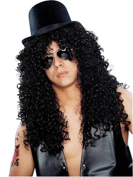 Curly Black Rocker Wig Costume Accessory