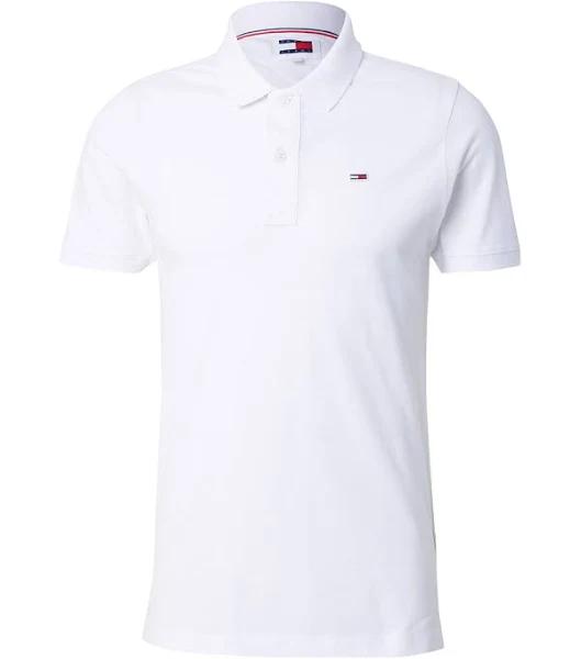 Tommy Jeans Slim Placket Short Sleeve Polo White L Man