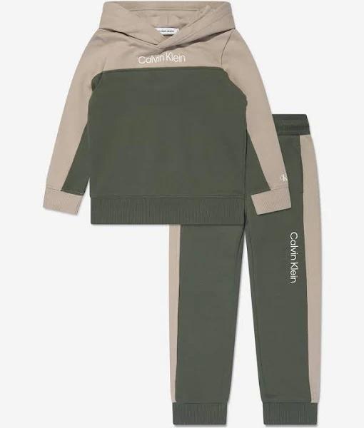 Calvin Klein Boys Green & Beige Cotton Tracksuit