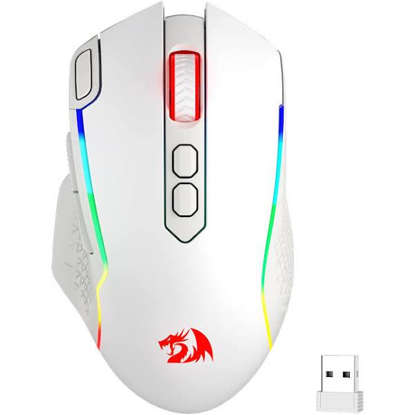 Redragon M810 Pro Wireless Gaming Mouse 10000 DPI Wired Wireless Gamer Mouse W Rapid Fire Key 8 Macro Buttons 45 Hour Durable Power Capacity White -